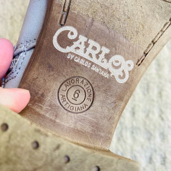 Carlos ankle boots zipper US 6M embellished gray booties biker southwestern - Picture 10 of 10